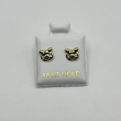 14k Gold Piggie Baby Earrings
