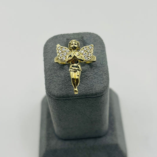 10k Gold Cz Holy Angel Ring