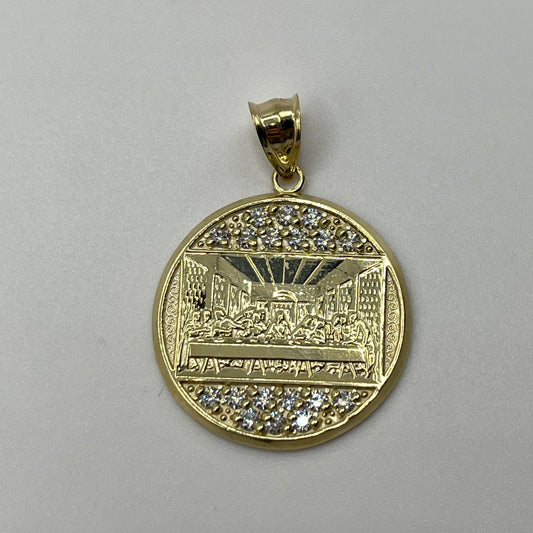 10K Gold Last Supper Pendant with CZ