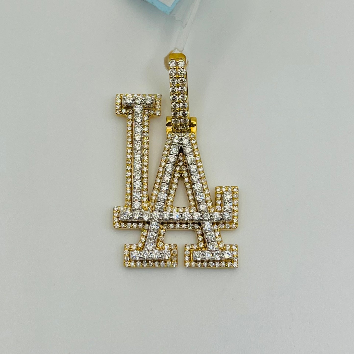 14k Gold Natural Diamond LA Charm