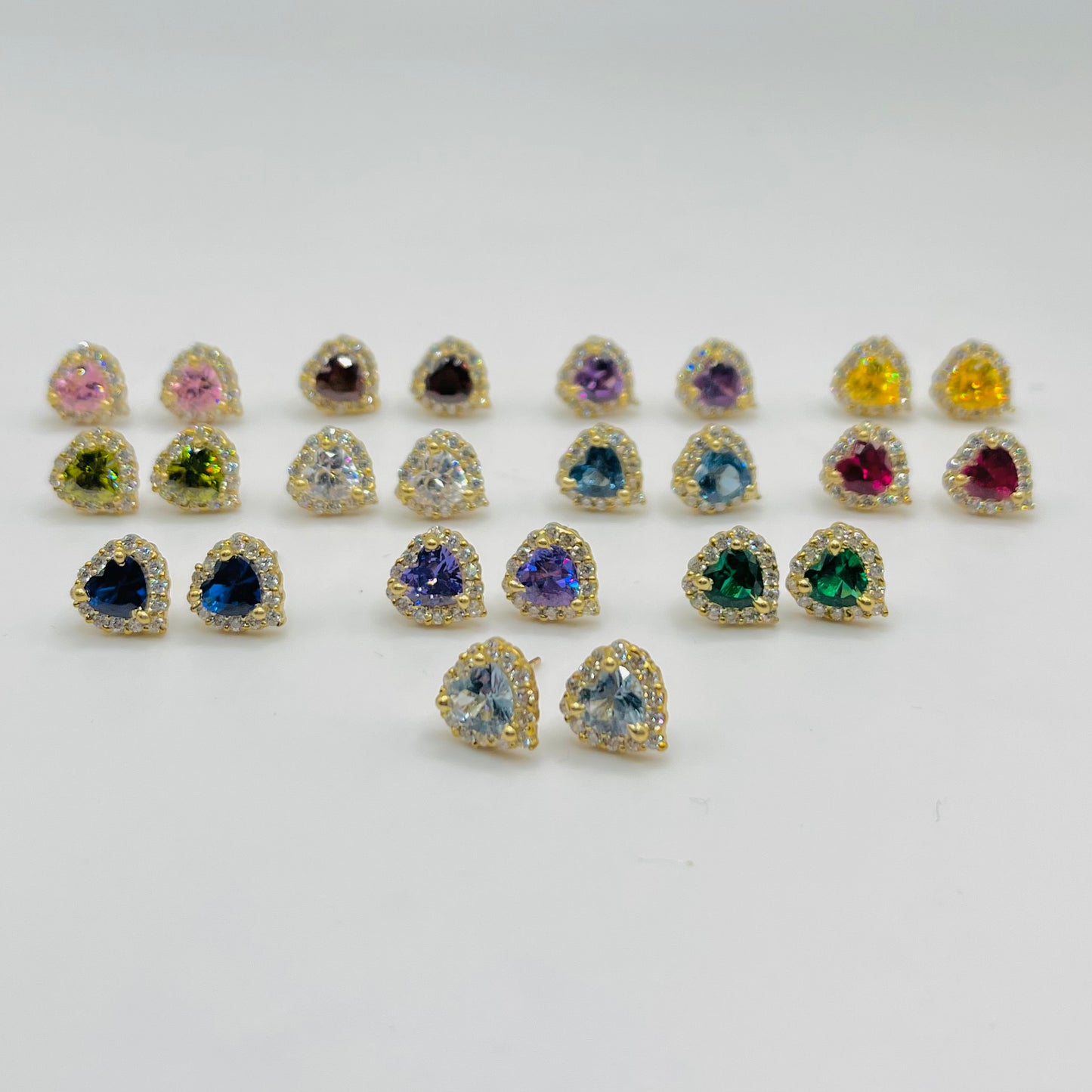 10k Gold CZ Heart Birthstone Earrings