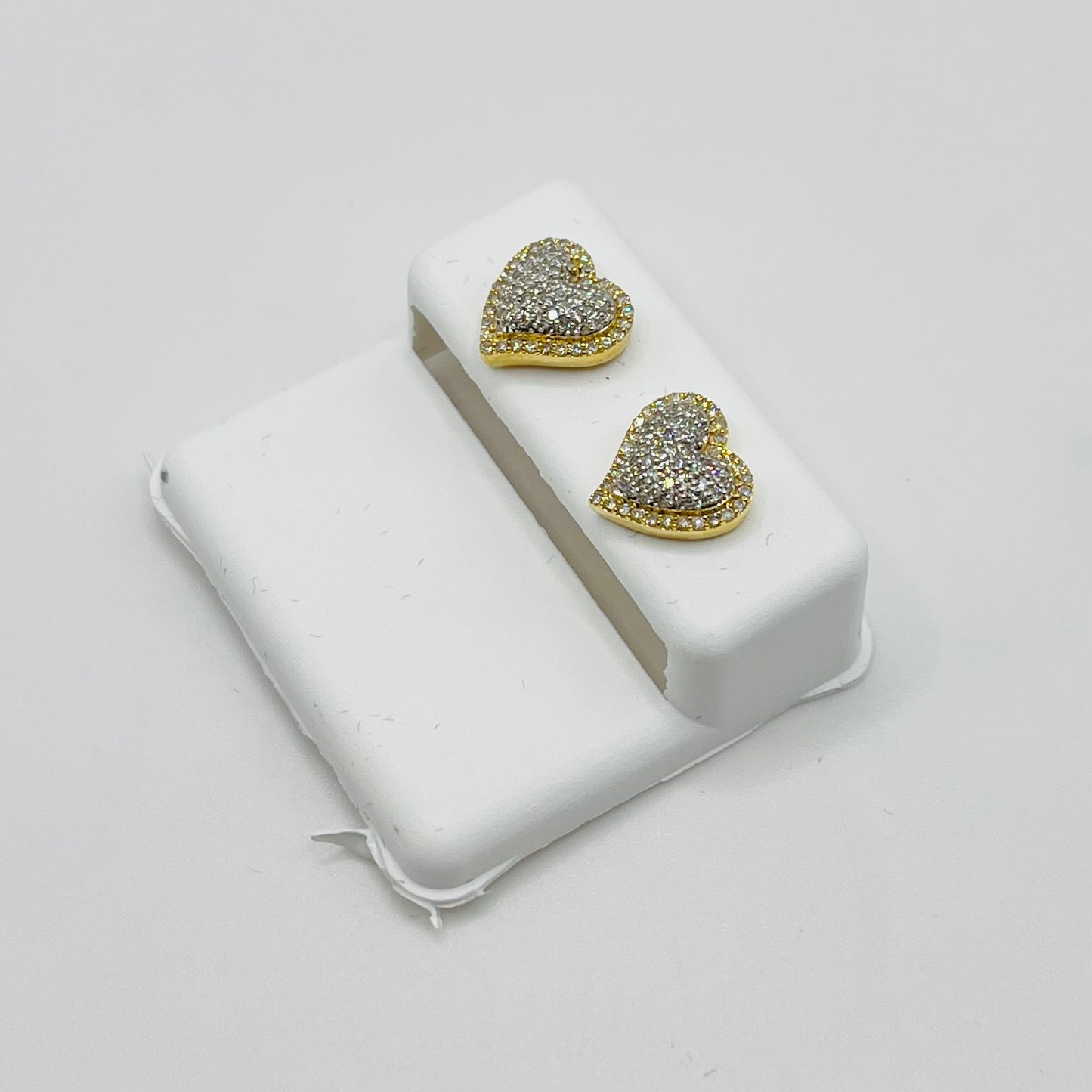 10k Gold Diamond Halo Heart Earrings