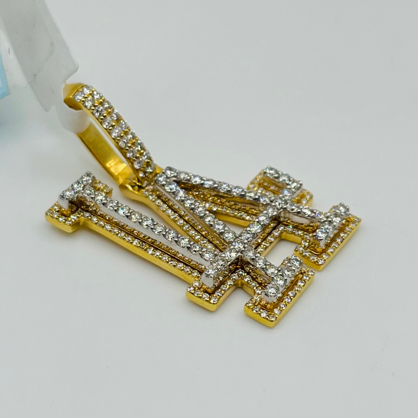14k Gold Natural Diamond LA Charm