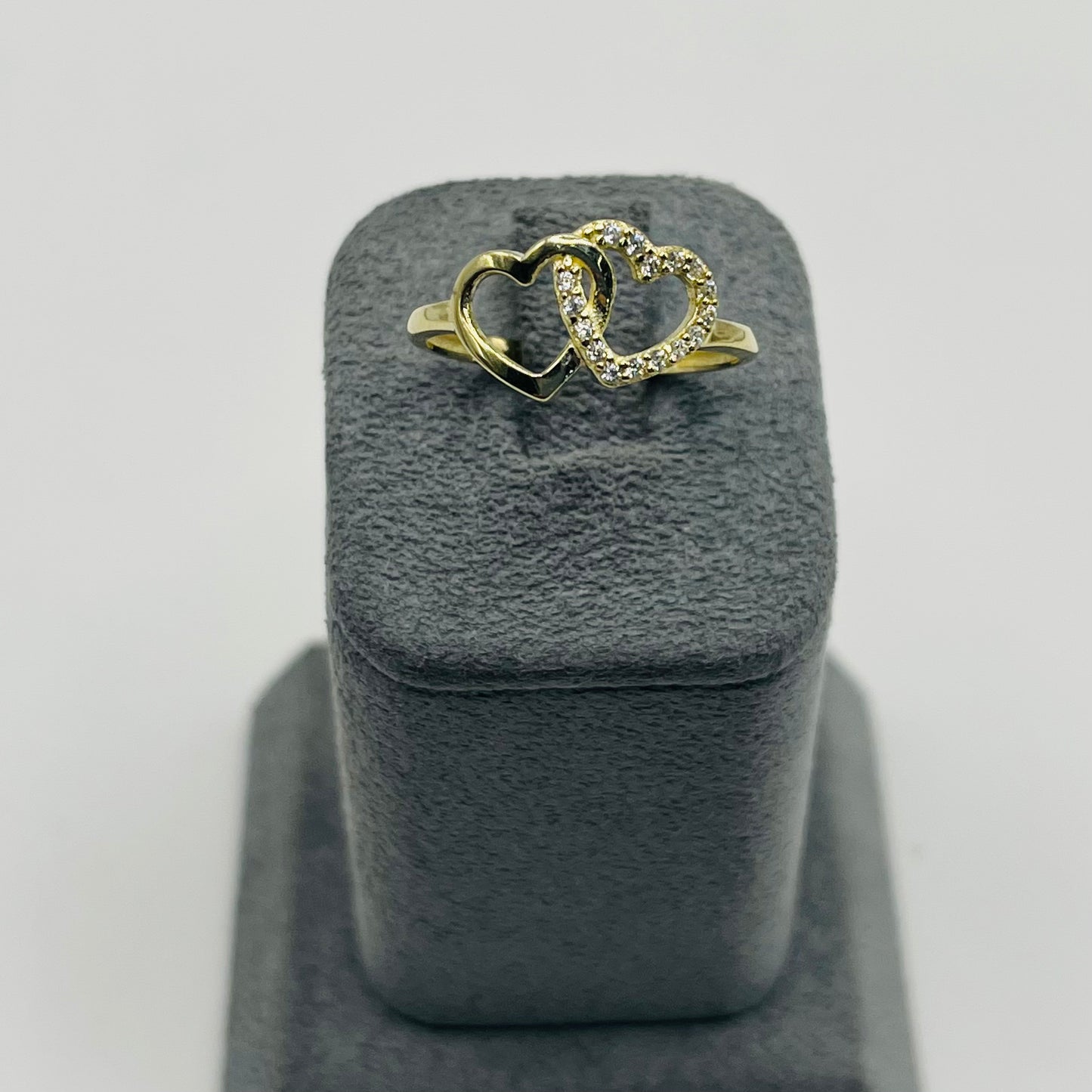 10k Gold Forever Twice Cz Heart Ring