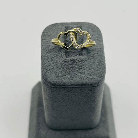 10k Gold Forever Twice Cz Heart Ring