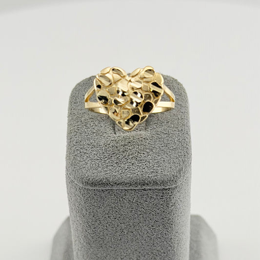 14K Gold Heart Nugget Ring (Large)