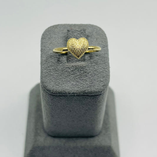 10k Gold Ribbed Domed Heart Ring