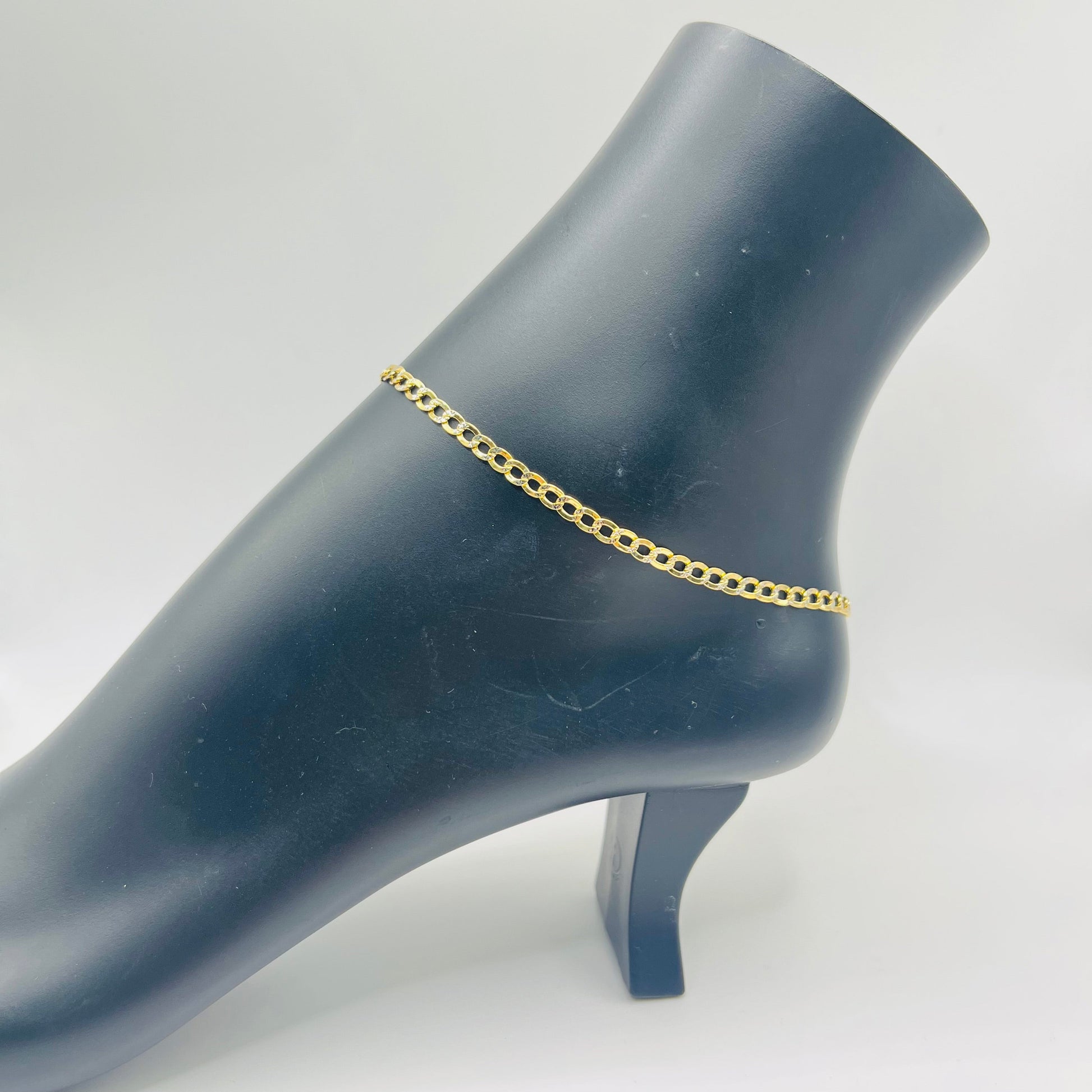 10K Gold DC Cuban Anklet | Width: 3mm