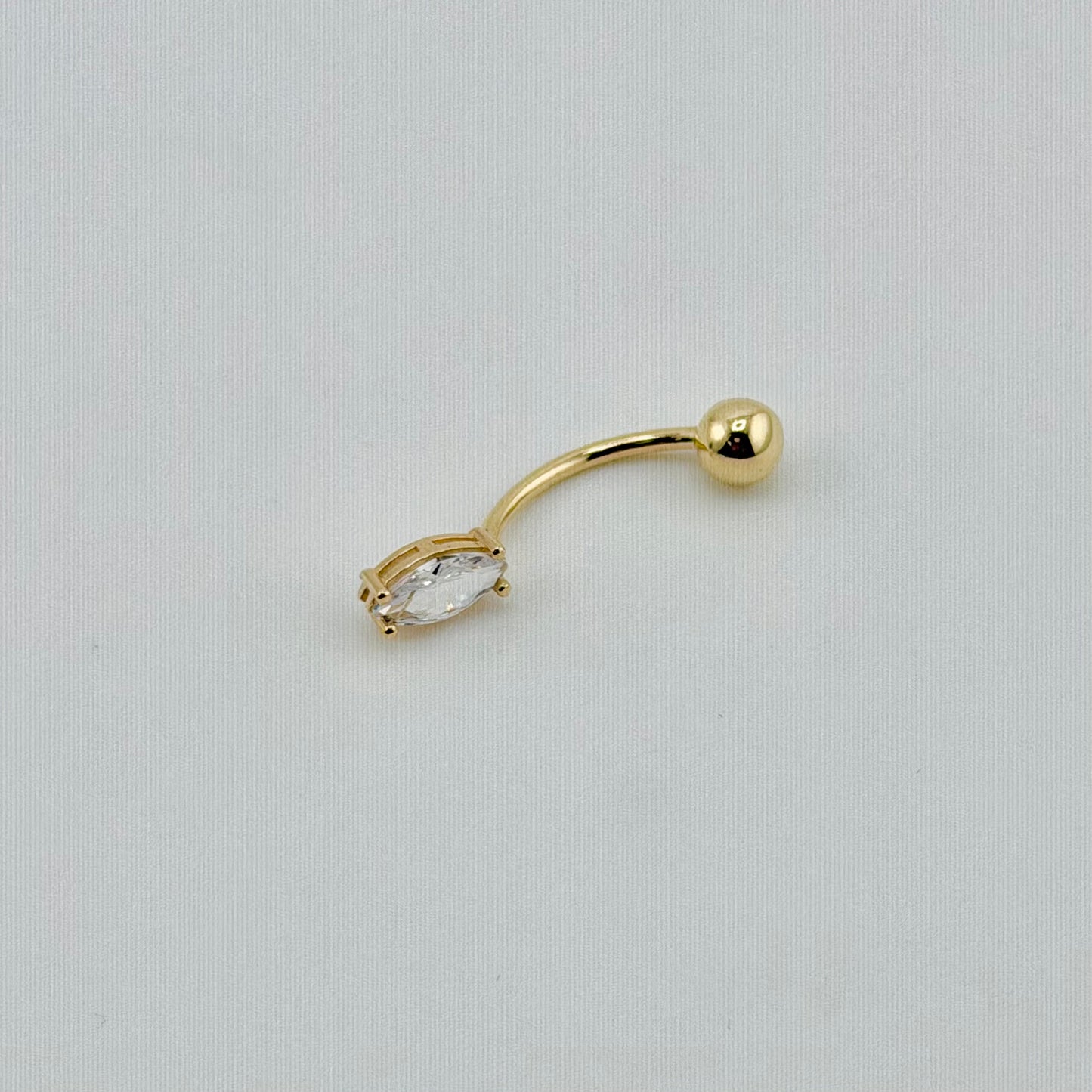 14k Gold Cz Marquise Belly Ring