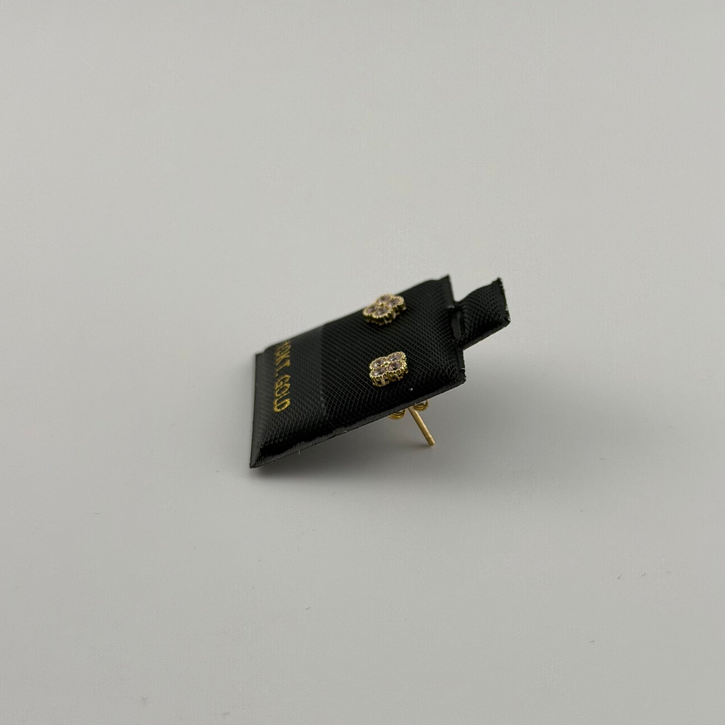 10k Gold Micro Pink Cz Clover Earrings