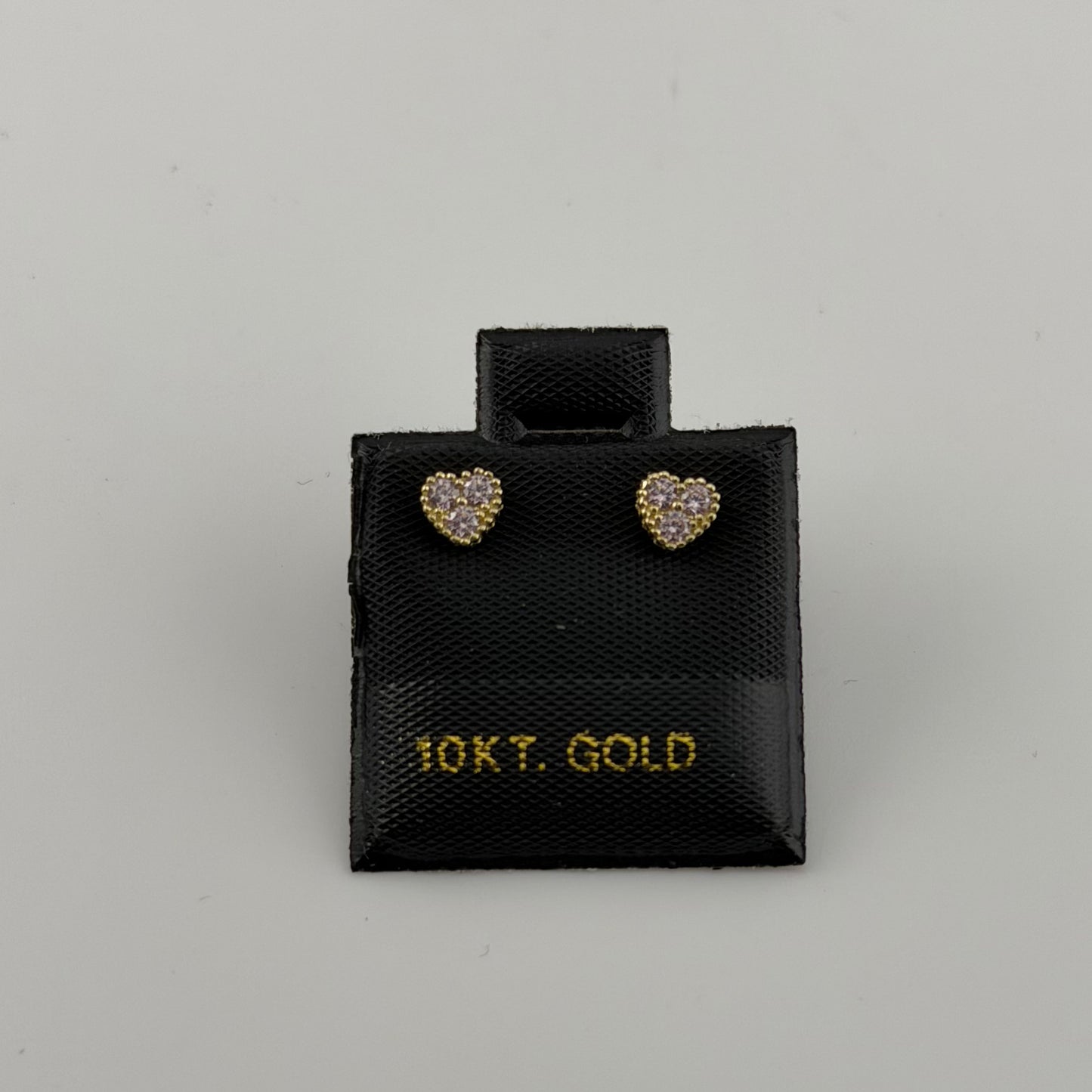 10k Gold Tiny Cz Blush Heart Earrings
