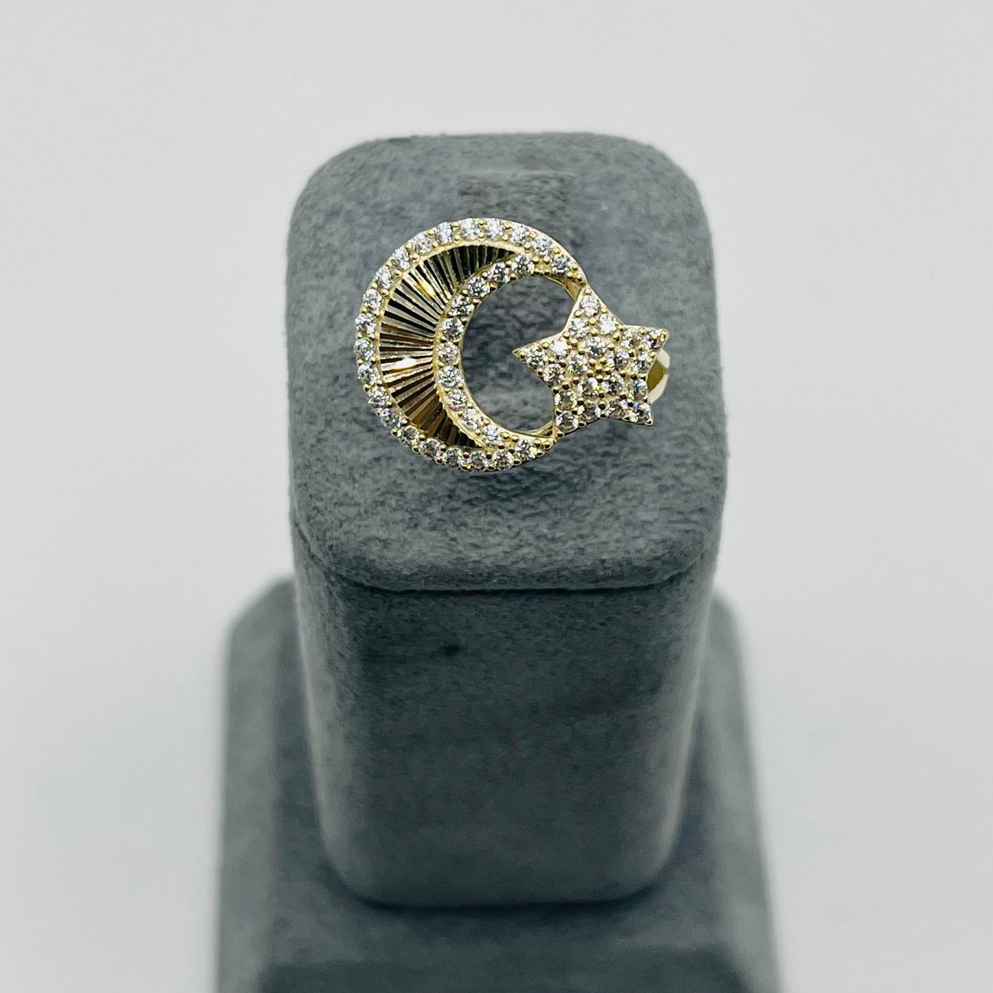 10k Gold Moon and Stars CZ Ring