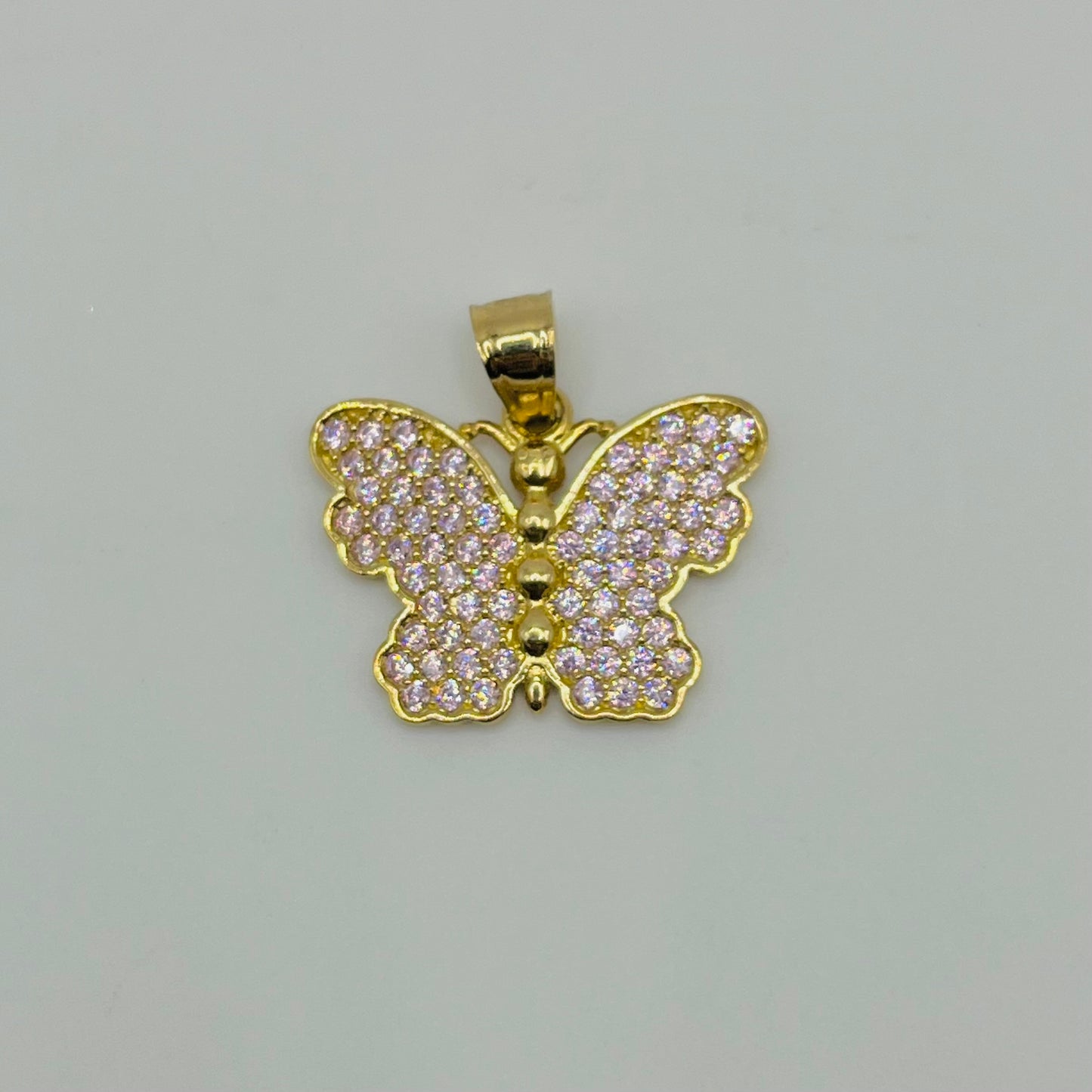 10K Gold Pink CZ Butterfly Charm