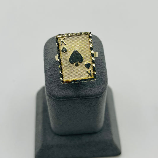 10k Gold King Card Ring