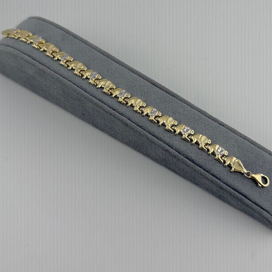 10k Gold Two-tone Elephant Bracelet