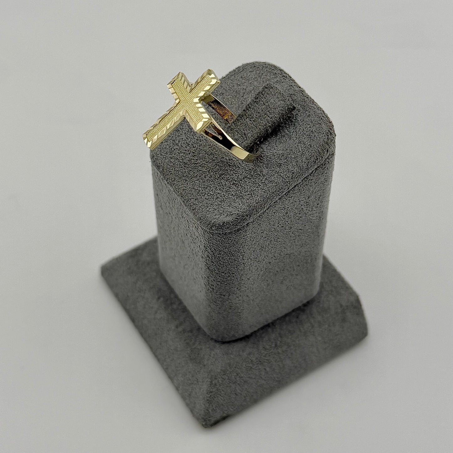 10k Gold Block Cross Ring