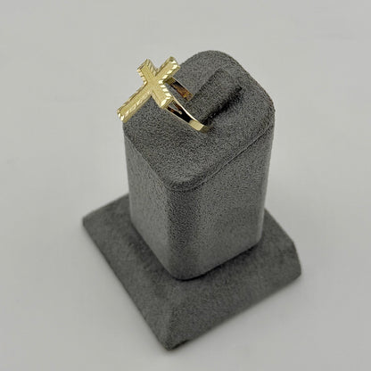 10k Gold Block Cross Ring
