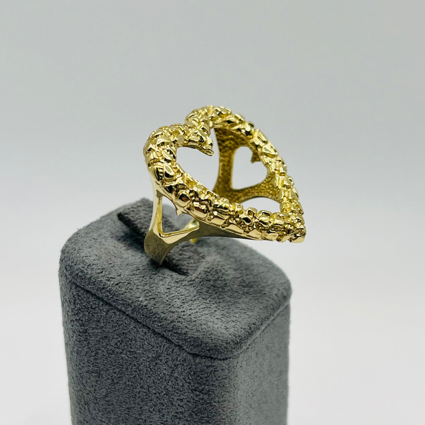 10k Gold XL Open Heart Nugget Ring