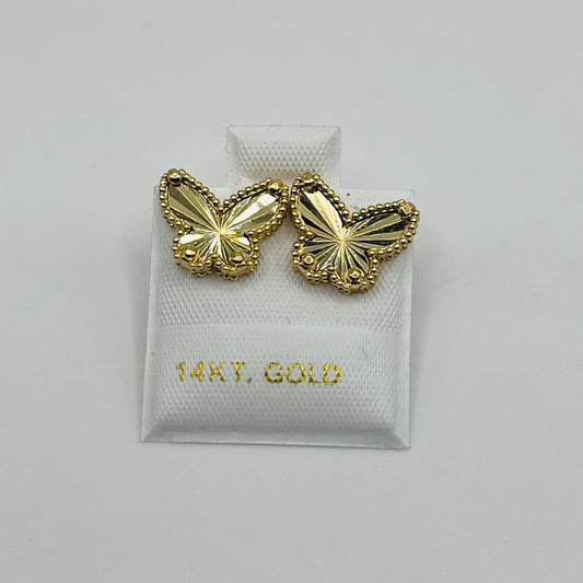 14k Gold Fancy Butterfly Earrings