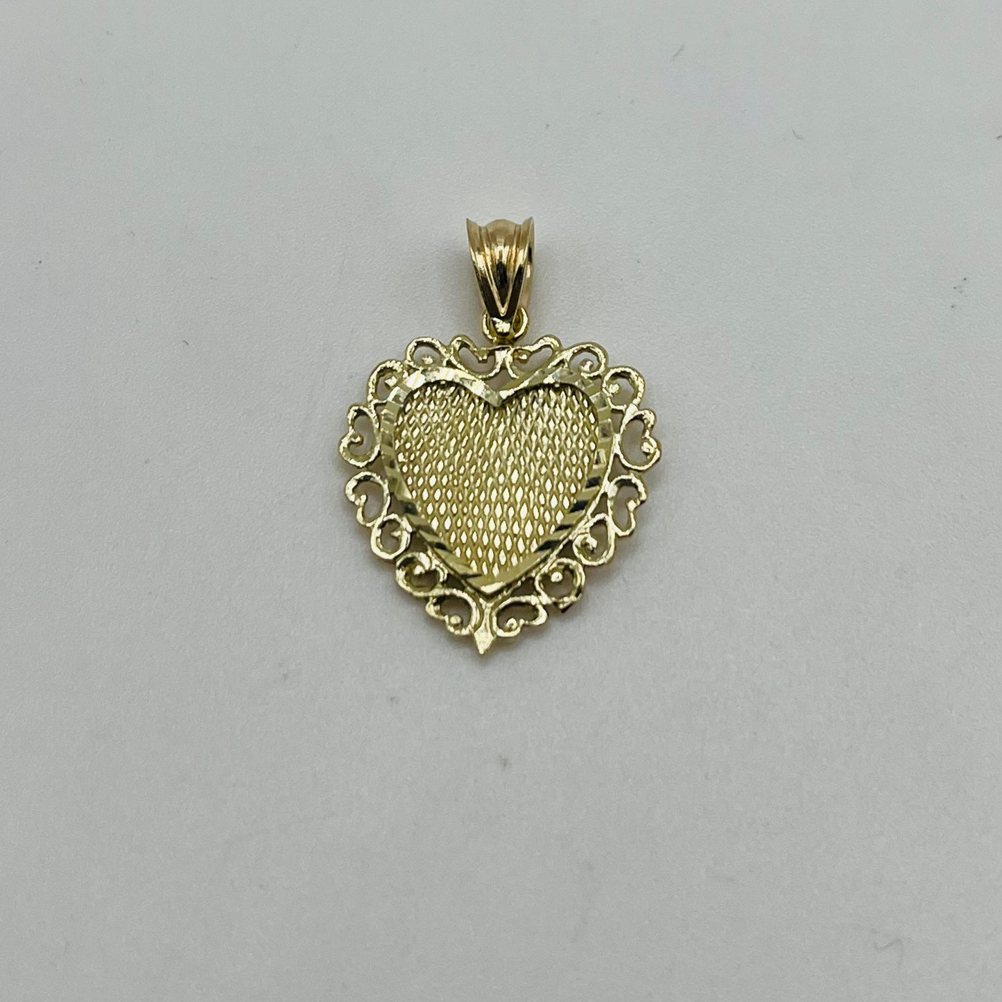 10K Gold Lace-Trimmed Heart Charm