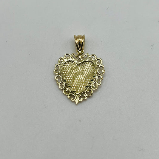10K Gold Lace-Trimmed Heart Charm