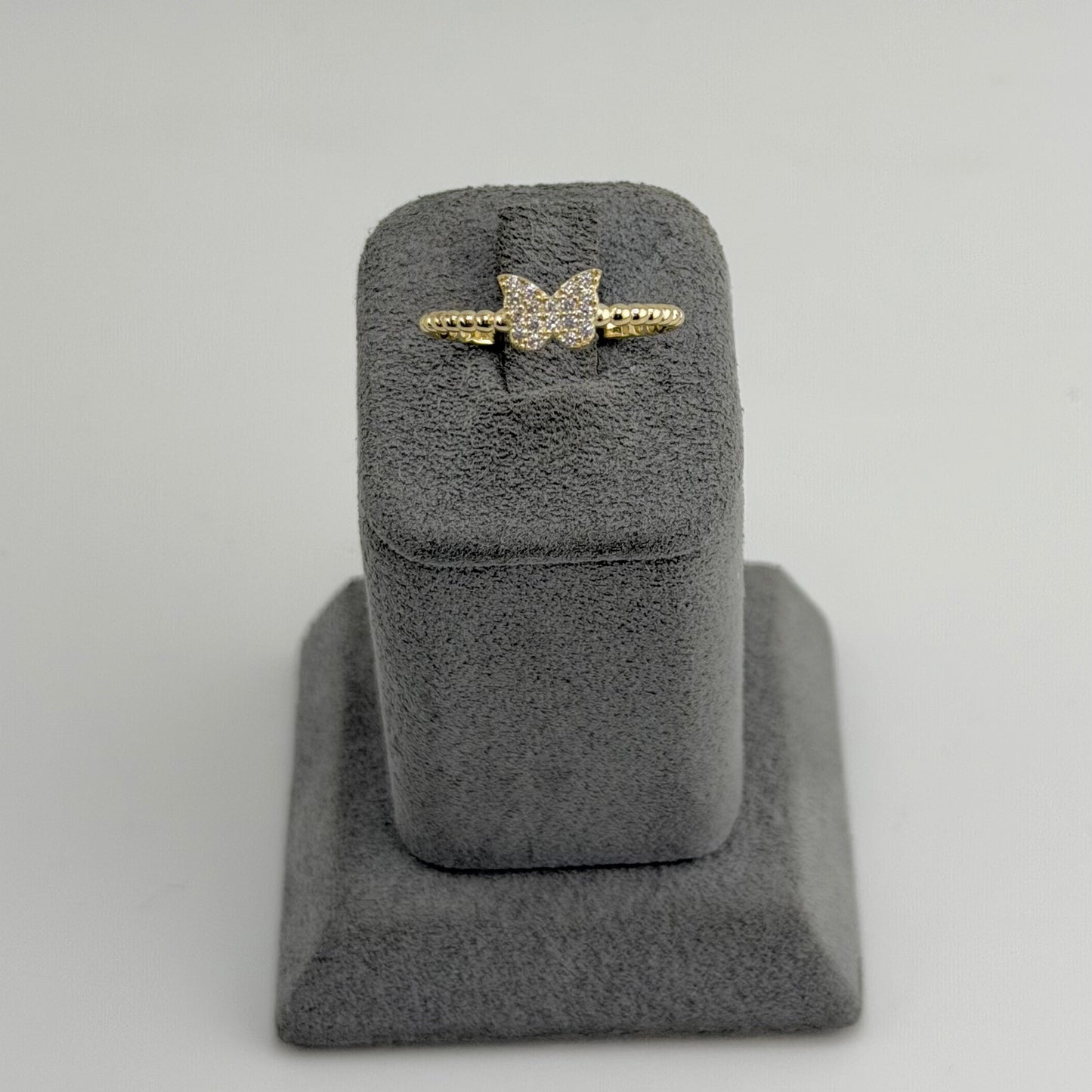 10k Gold Cz Butterfly Beaded Ring
