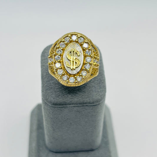 10k Gold Two- Tone Cz MoneySign Ring