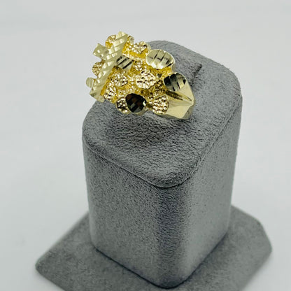 10k Gold Nugget Ring With Cross (Large)