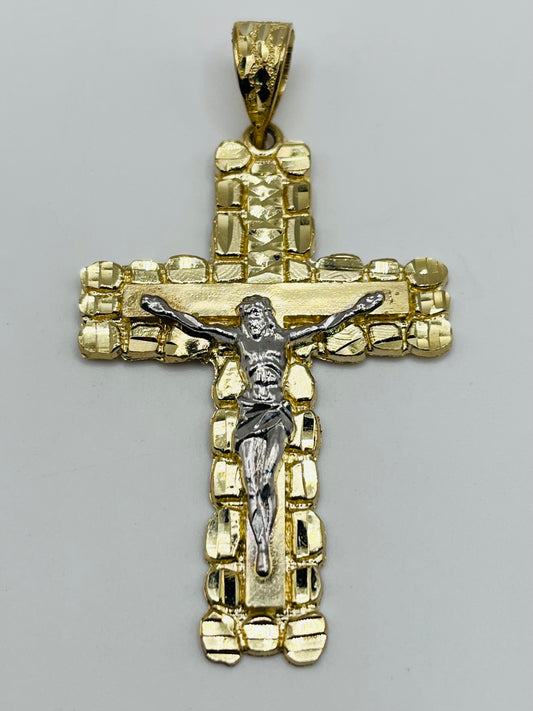 10K Gold Two-Tone Crucifix Pendant