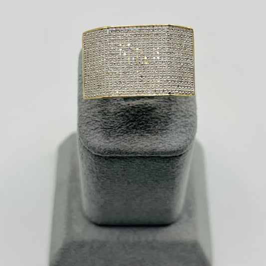 10k Gold Natural Diamond Pave Platform Ring
