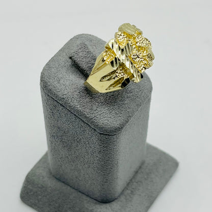 10k Gold Nugget Ring With Cross (Large)