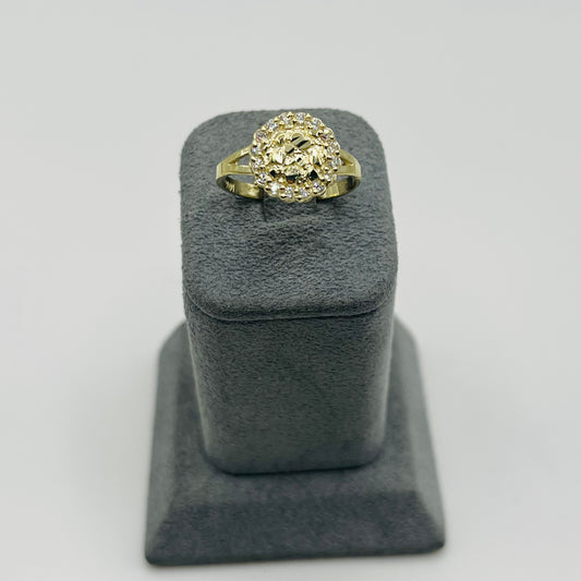 10k Gold Round Cz Border Ring (S)