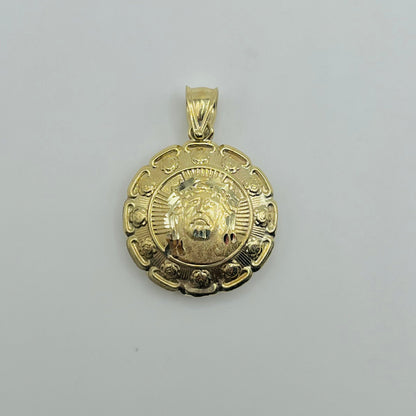 10K Gold Double Side Jesus and Virgin Mary Pendant