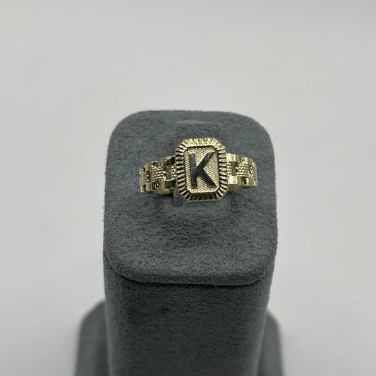 10k Gold Platform Initial RX Band Ring