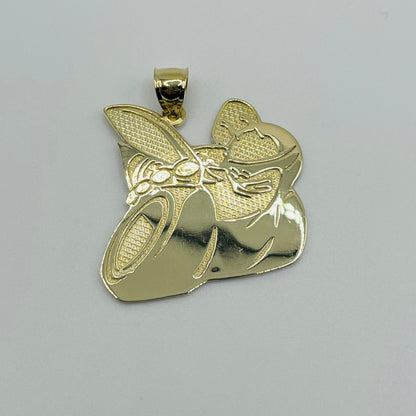 10K Gold Bumblebee Pendant | Face Size: 30mm