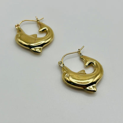 10K Gold At Sea Dolphin Hoops (Small)