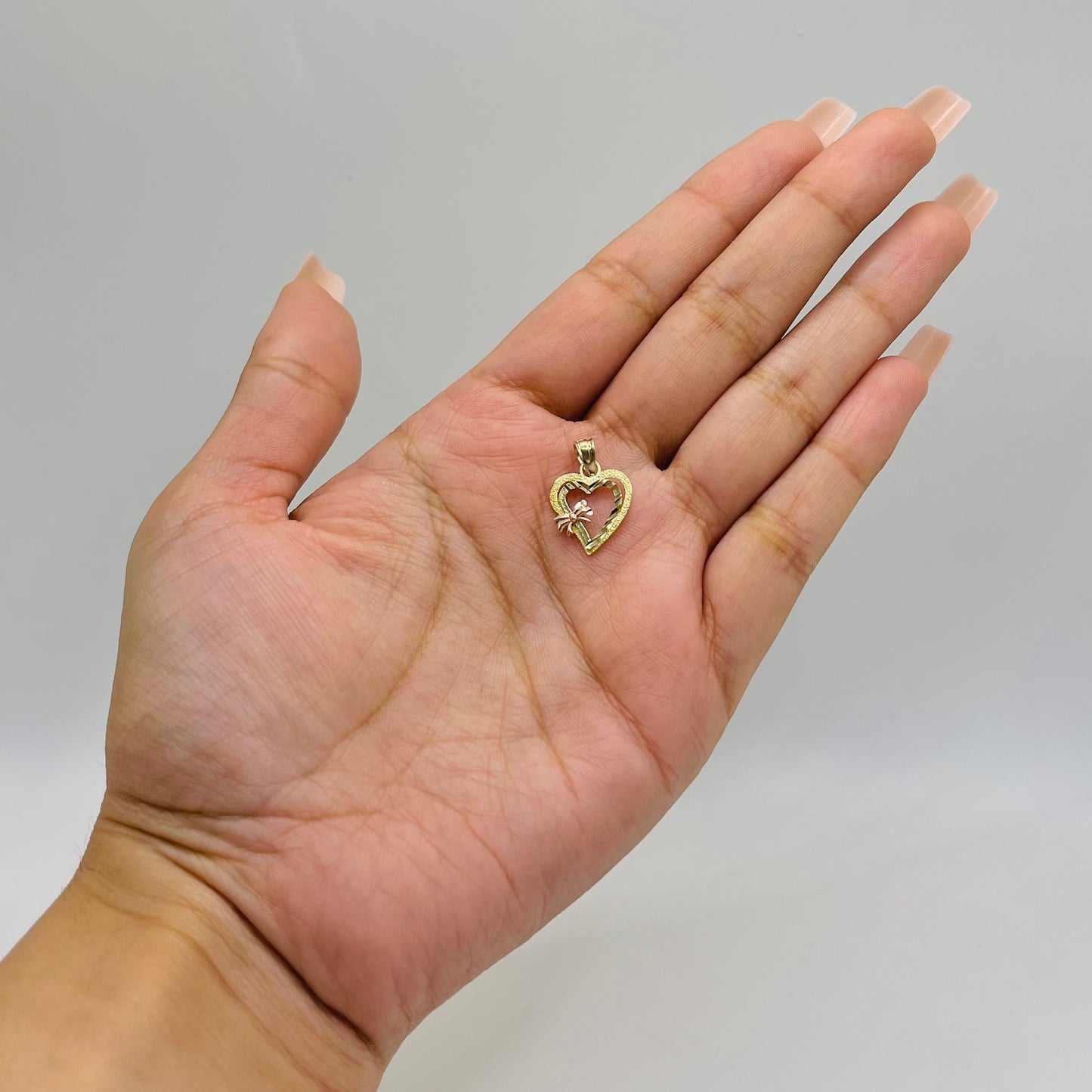 10K Gold Open heart Bow Charm (Two-tone)