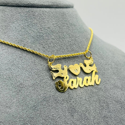 10K Gold Peace and Love Custom Nameplate