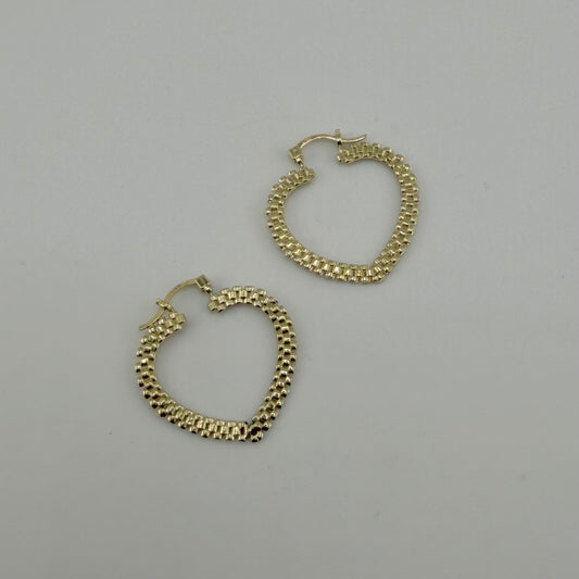 10k Gold Dainty Rx Heart Hoops