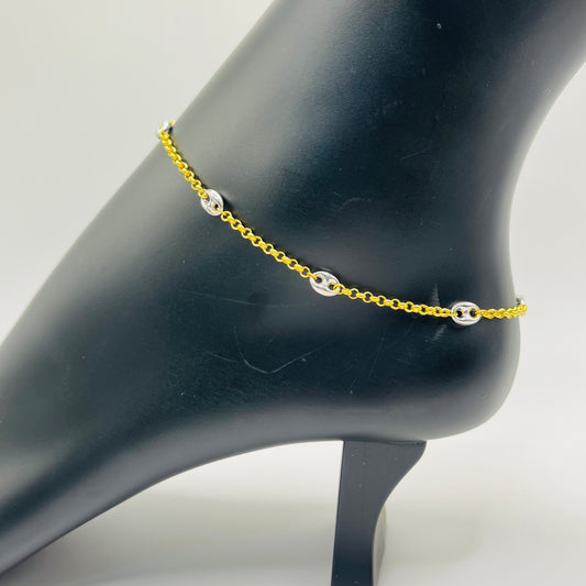 10k Gold Two Tone Gucci Puff Anklet