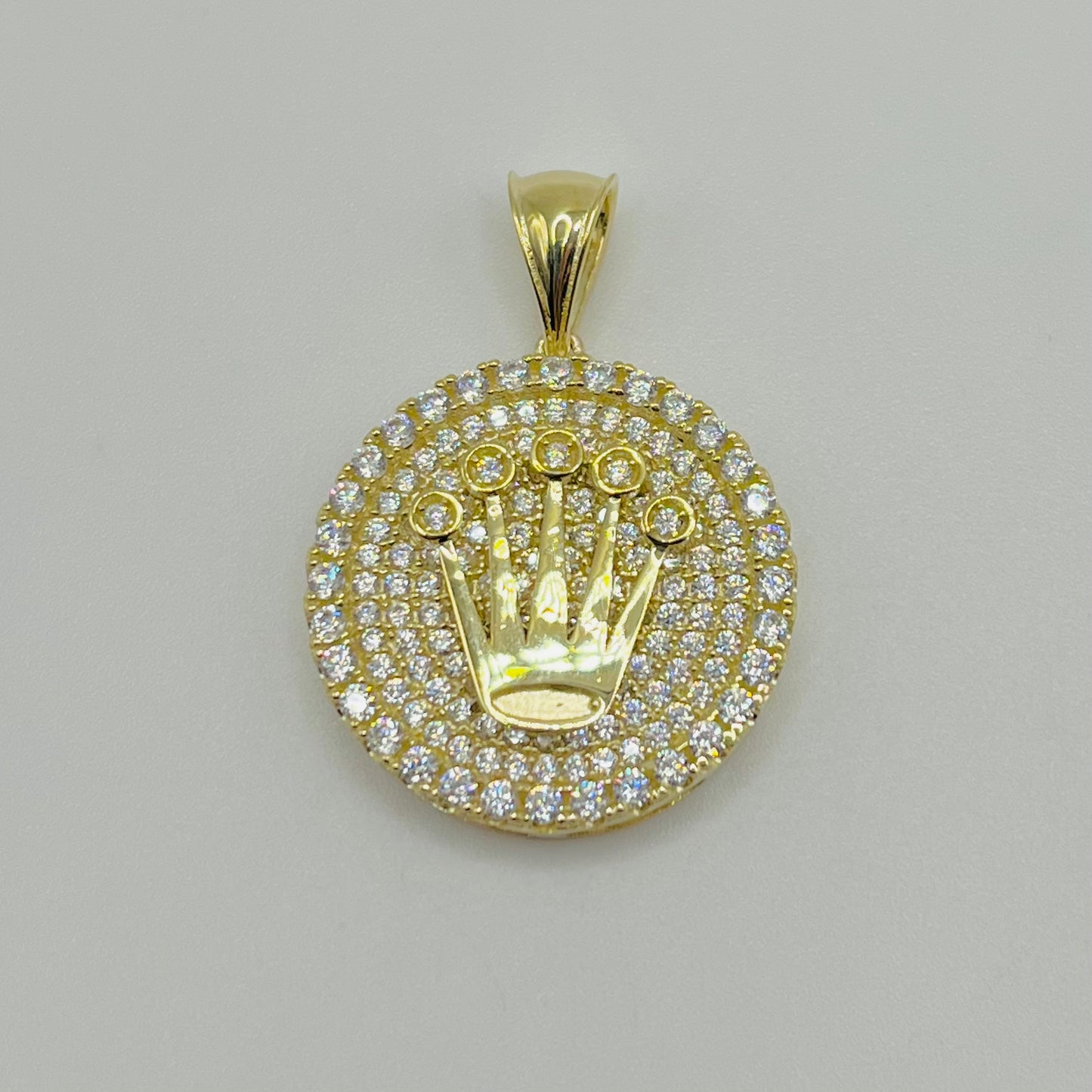 10K Gold Round CZ RX Crown Charm
