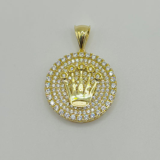 10K Gold Round CZ RX Crown Charm