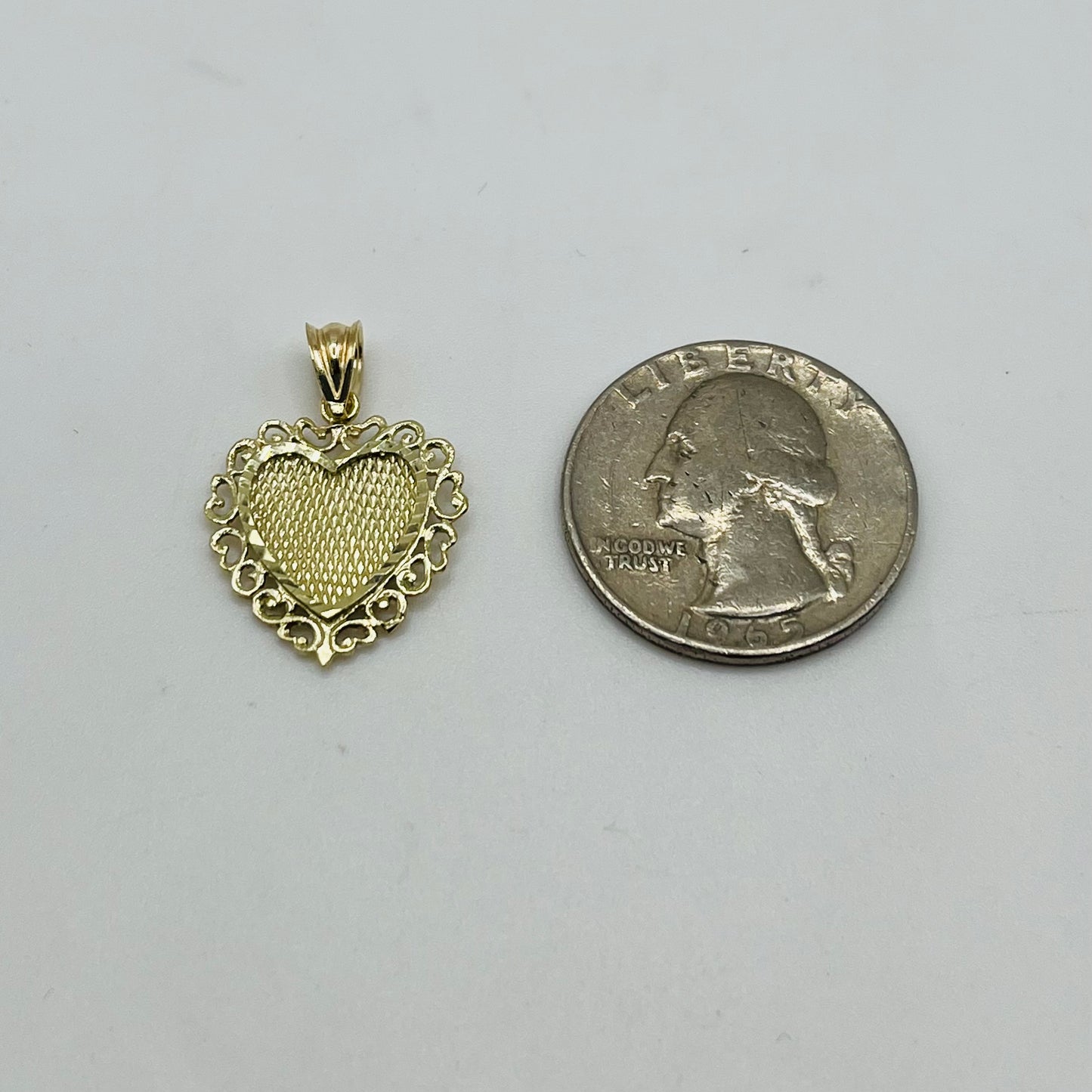 10K Gold Lace-Trimmed Heart Charm