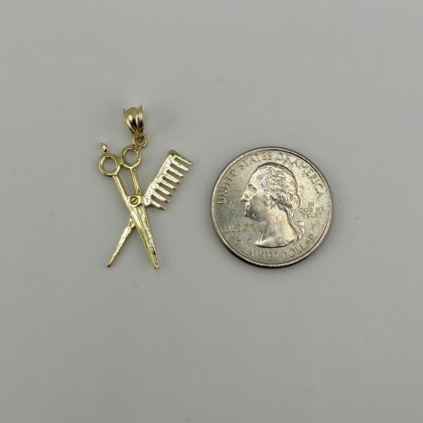 10k Gold Barber Comb & Scissors Charm
