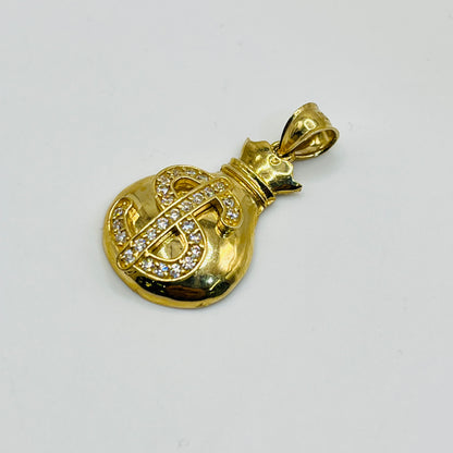 10K Gold Money Bag Charm with CZ's
