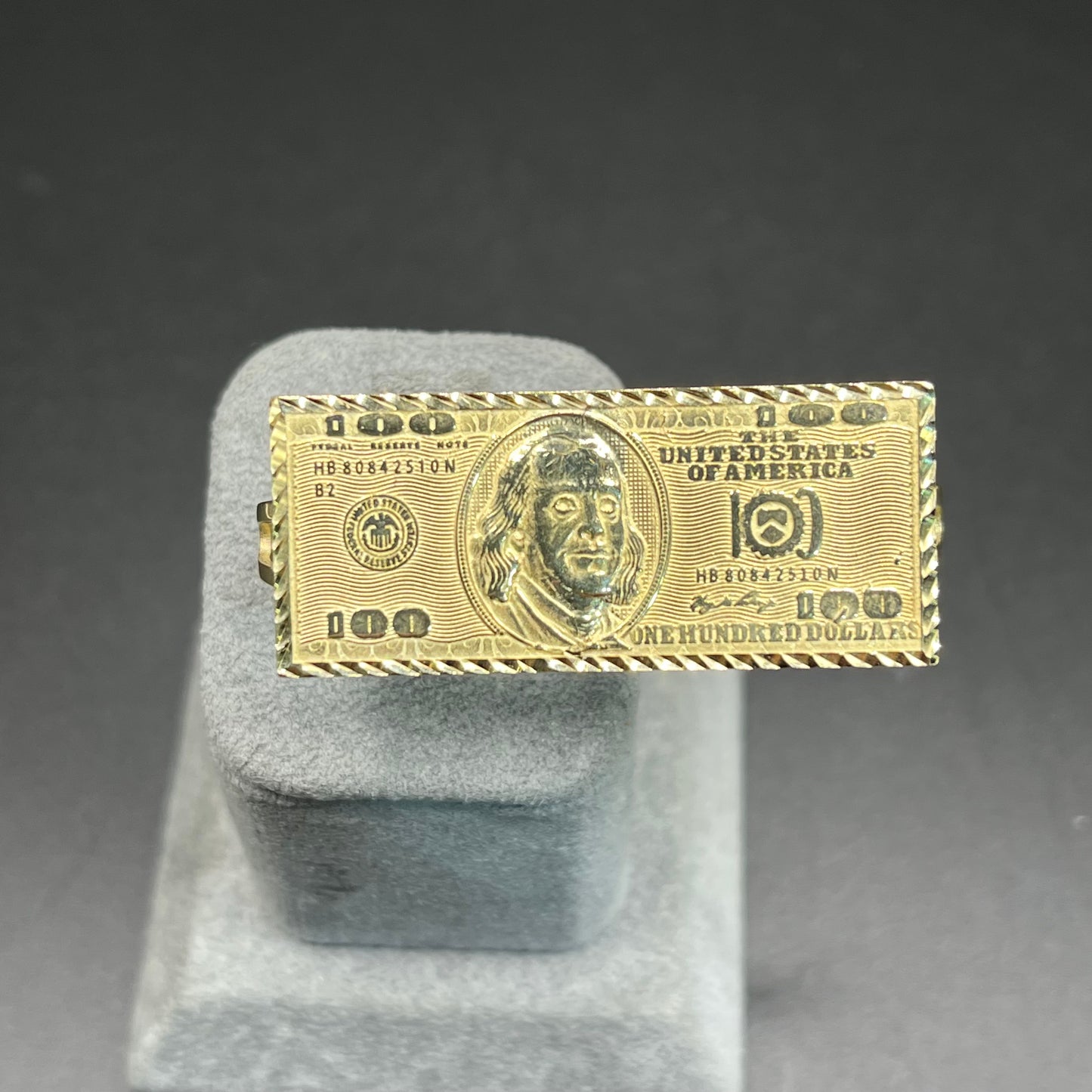 10K Gold 2-Finger $100 Bill Ring