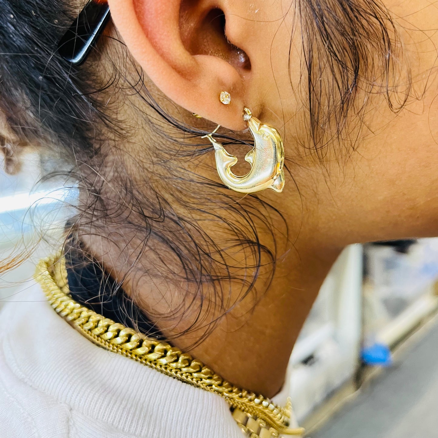 10k Gold At Sea Dolphin Hoops (Small)