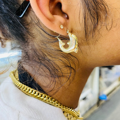 10K Gold At Sea Dolphin Hoops (Small)