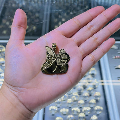 10K Gold Bumblebee Pendant | Face Size: 30mm