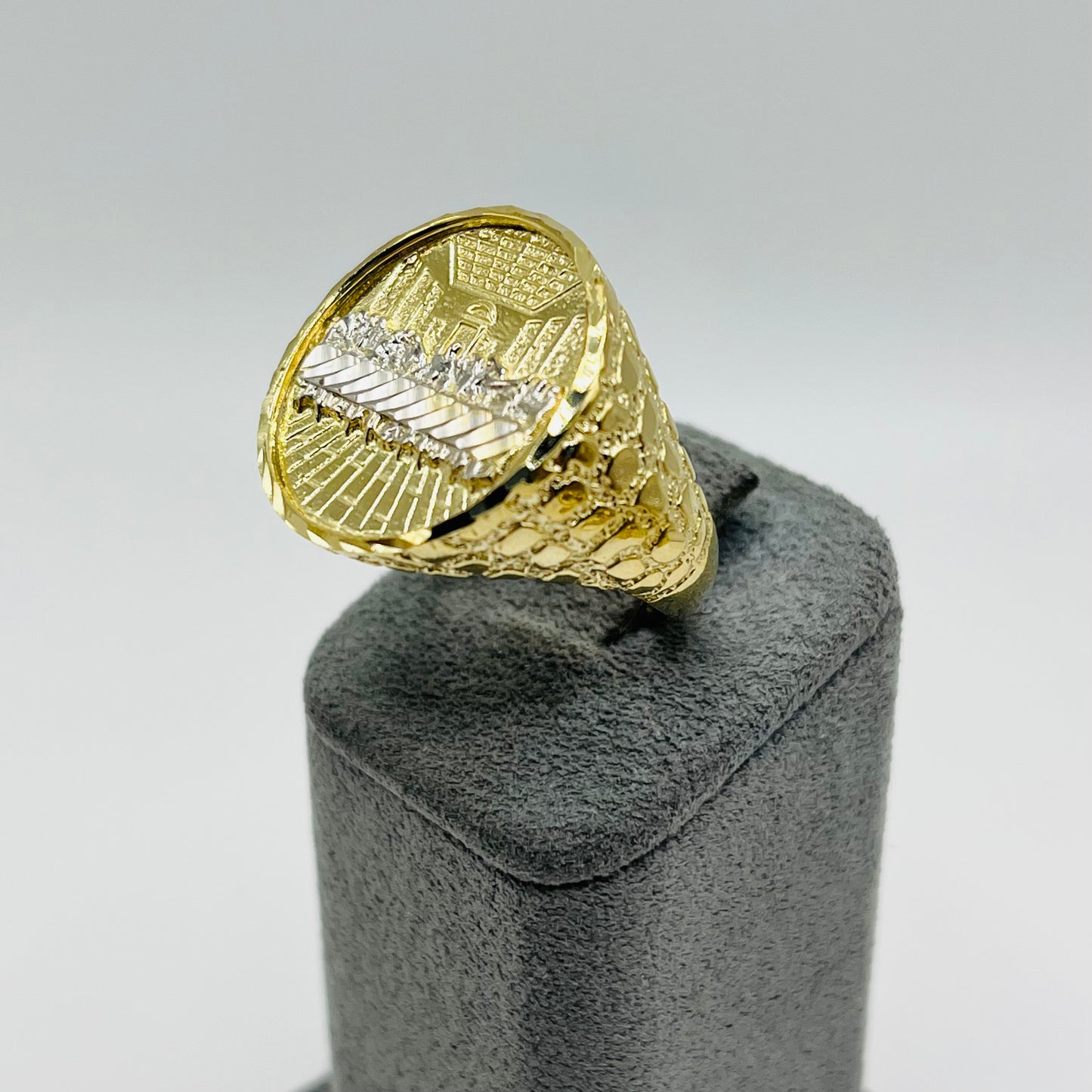 10k Gold Round Last Supper Nugget Band Ring